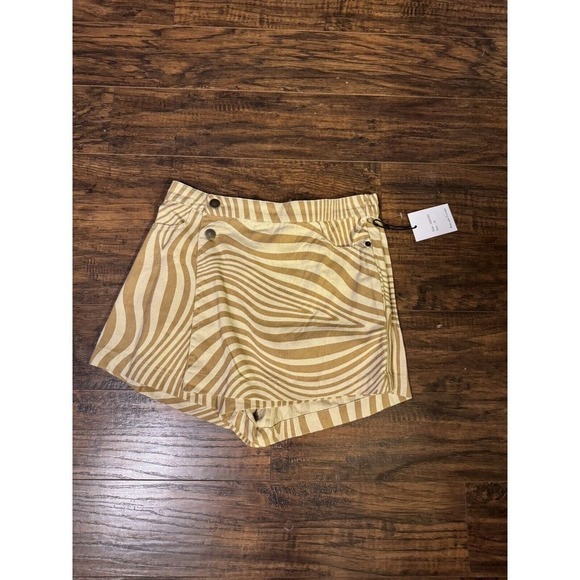 Japan Women’s Brown Beige Zebra Striped Skort Medium 100% Cotton NEW - Picture 1 of 6